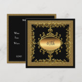 Invitation anniversaire 40 ans noir or (Devant / Derrière)