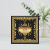 Invitation anniversaire 40 ans noir or (Debout devant)