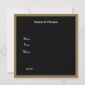 Invitation anniversaire 40 ans noir or (Dos)