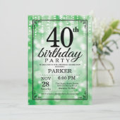 Invitation Anniversaire 40 Ans Paillettes Vertes (Debout devant)