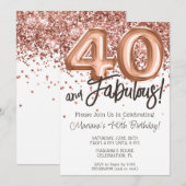 Invitation anniversaire 40 ans Rose Gold (Devant / Derrière)