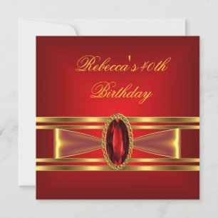 Invitation Anniversaire 40 ans Rouge Or Rouge Diamant Bijou A