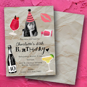 Invitation Anniversaire 40 ans sur mesure Photo Femme Drôle
