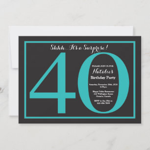 Invitation Anniversaire 40 ans surprise tableau noir et rouge