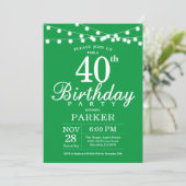 Invitation Anniversaire 40 ans Vert (Debout devant)