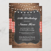 Invitation Anniversaire 40e 50e Vérifier Rustic Wood Invitati (Devant / Derrière)