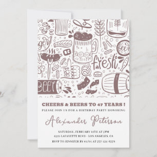 Invitation Anniversaire 47 ans Hommes Bière Rustique Vintage