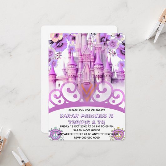 Invitation anniversaire 4 ans modifiable pour touj (Devant/Arrière en situation)