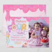 Invitation anniversaire 4 ans Photo Fourever Sweet (Devant / Derrière)