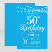 Invitation Anniversaire 50 ans Bleu (Devant / Derrière)