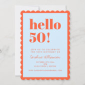 Invitation Anniversaire 50 ans Bleu Orange Moderne (Devant)