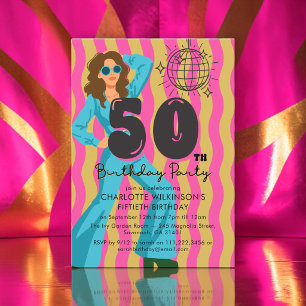 Invitation Anniversaire 50 ans Boule Disco Rétro 7
