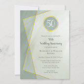 Invitation anniversaire 50 ans cadre gris jade et or (Devant)