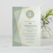 Invitation anniversaire 50 ans cadre gris jade et or (Debout devant)