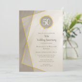 Invitation anniversaire 50 ans cadre gris or antique (Debout devant)