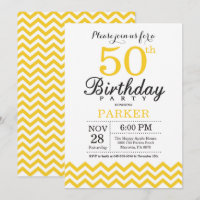 Invitation Anniversaire 50 ans Chevron Jaune