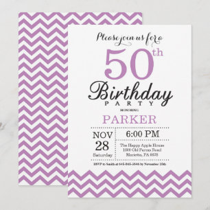 Invitation Anniversaire 50 ans Chevron Violet