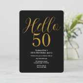 Invitation Anniversaire 50 ans Chic Noir Or (Debout devant)