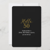 Invitation Anniversaire 50 ans Chic Noir Or (Dos)