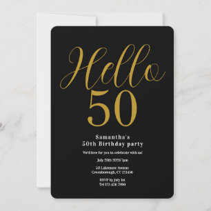 Invitation Anniversaire 50 ans Chic Noir Or