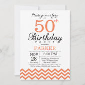Invitation Anniversaire 50 ans Coral Chevron (Devant)