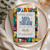 Invitation Anniversaire 50 ans Cubiste Moderne