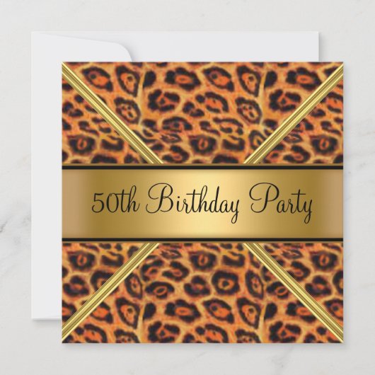 Invitation Anniversaire 50 Ans Femme Léopard (Devant)