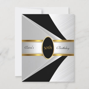 Invitation Anniversaire 50 ans Fête Or Noir Blanc