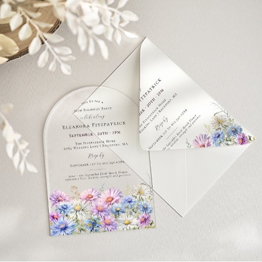 Invitation anniversaire 50 ans Fleur de naissance
