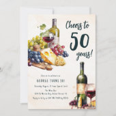 Invitation Anniversaire 50 ans Fromage et Vin Adul (Devant)