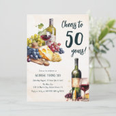 Invitation Anniversaire 50 ans Fromage et Vin Adul (Debout devant)