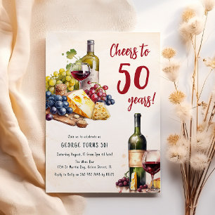 Invitation Anniversaire 50 ans Fromage et Vin Adul