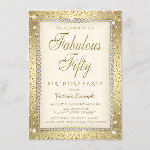 Invitation anniversaire 50 ans Ivory Gold Diamond