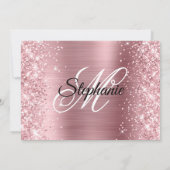 Invitation Anniversaire 50 Ans Monogramme Pailleté Rose Clair (Dos)