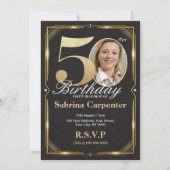 Invitation anniversaire 50 ans noir et or (Devant)