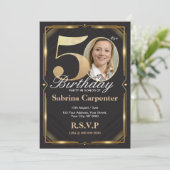 Invitation anniversaire 50 ans noir et or (Debout devant)