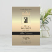 Invitation Anniversaire 50 ans Or Moderne (Debout devant)