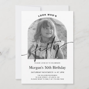 Invitation Anniversaire 50 ans Photo Minimaliste Arche Modern