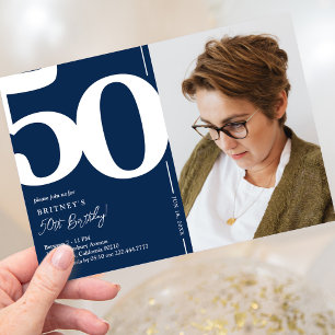 Invitation anniversaire 50 ans photo Navy intempor