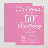 Invitation Anniversaire 50 Ans Rose (Devant / Derrière)