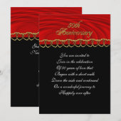 Invitation anniversaire 50 ans rouge,noir,or (Devant / Derrière)