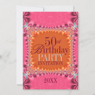 Invitation Anniversaire 50 ans Satin Orange Rose D