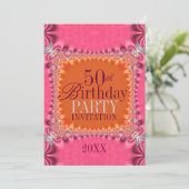 Invitation Anniversaire 50 ans Satin Orange Rose D (Debout devant)