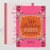 Invitation Anniversaire 50 ans Satin Orange Rose D (Devant / Derrière)