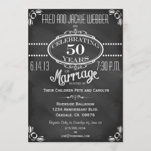 Invitation anniversaire 50 ans vintage tableau noi