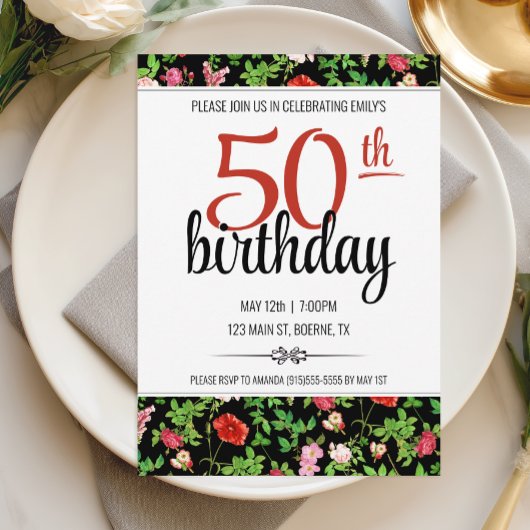 Invitation Anniversaire 50 ans Wildflower