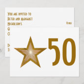 Invitation anniversaire '50' étoile blanche (Devant / Derrière)