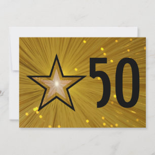 Invitation anniversaire '50' étoile dorée dos noir