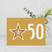Invitation anniversaire '50' Gold Star doré (Debout devant)