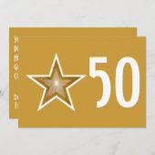 Invitation anniversaire '50' Gold Star en or (Devant / Derrière)